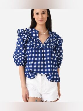 Cleobella Millie Blouse in Painterly Gingham Size Large
